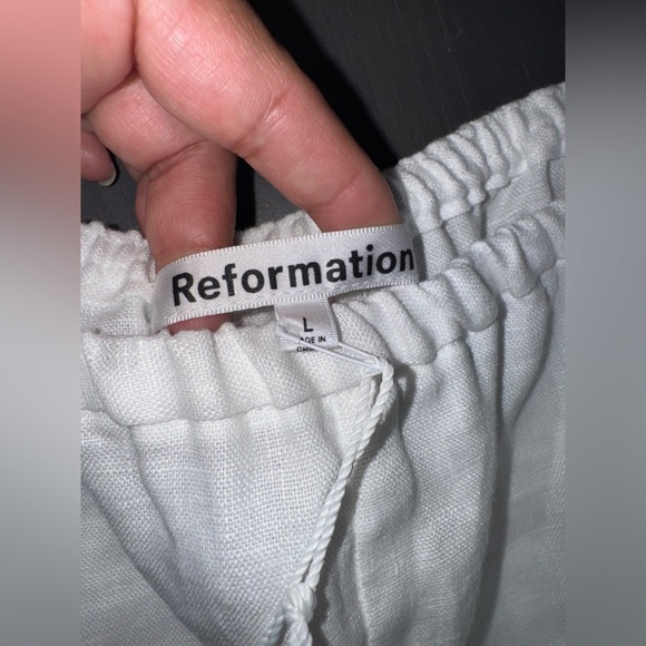 Reformation Remi Cropped Linen Pant White - Picture 11 of 11